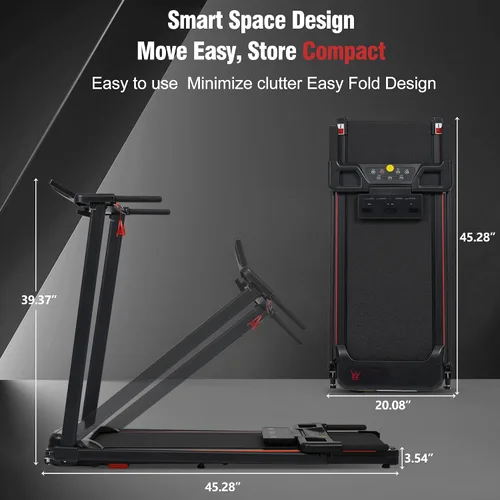 Miniatura 8 de Merax Cinta de correr con 8% de inclinación, cintas de correr plegables de 3.0 HP para el hogar, almohadilla para caminar de 10 MPH con barra
