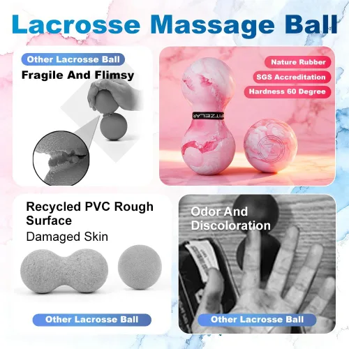 Miniatura 4 de FITZELAR Bola de masaje doble Lacrosse para liberación miofascial, Certificación SGS, masaje de tejido profundo para cintura, espalda, pies, terapia