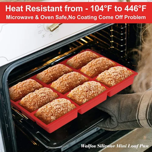 Miniatura 3 de Walfos Mini molde de silicona para pan, molde mini antiadherente para pan, molde de silicona para hornear pan de 9 cavidades, perfecto para mini