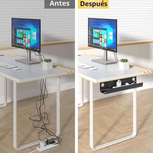 Miniatura 7 de Yecaye - Paquete de 2 organizadores de cables para debajo del escritorio, bandeja de gestión de cables de 80 cm para debajo del escritorio