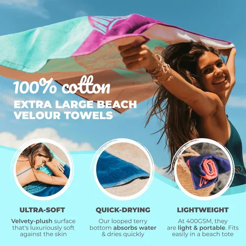 Miniatura 2 de Nova Blue - Toalla de playa de delfín con colores tropicales azules y morados con un diseño único, extra grande, XL, toallas de piscina