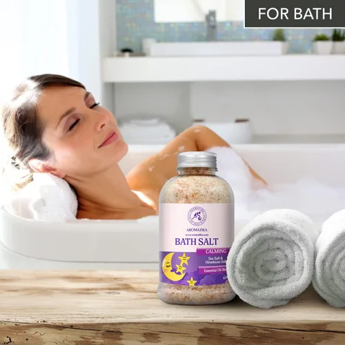 Miniatura 4 de Sales de baño calmantes de 21.16 onzas – con aceites esenciales de sándalo, lavanda y bergamota – Sales marinas de baño naturales de 21.16 oz