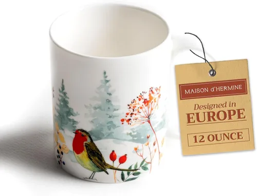 Miniatura 128 de Maison d' Hermine Taza de café con asas, tazas de porcelana fina de hueso, paquete de dos tazas de té para bebidas calientes, capuchino, latte, 015