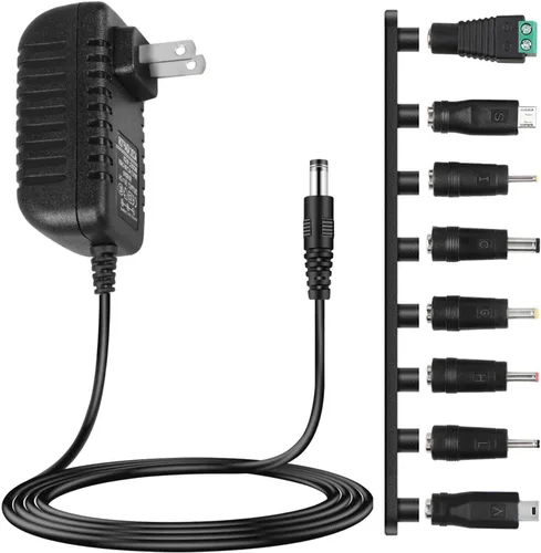 Miniatura 7 de Cargador universal de cable de alimentación de CA CC 5 V 1A 2A/2000 mA con 8 puntas de enchufe variables