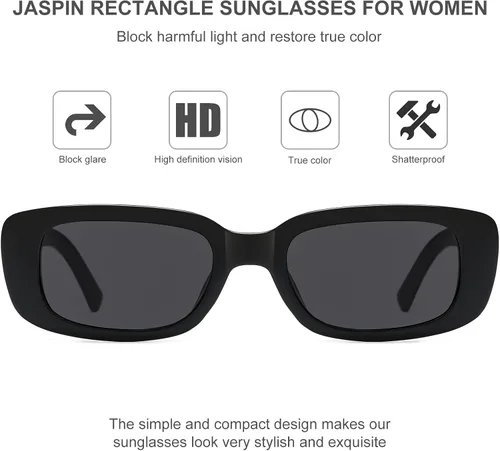 Miniatura 4 de JASPIN Lentes de sol rectangulares para mujeres y hombres, modernos Y2K retro de los años 90, protección UV400, marco cuadrado fresco