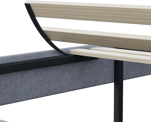 Miniatura 10 de Base de cama tapizada de tamaño matrimonial con cabecera de botón ajustable, base de colchón con soporte de listones de madera, no necesita somier