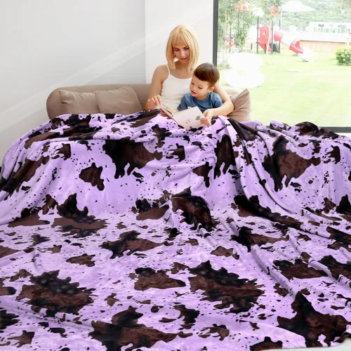 Miniatura 31 de Manta ligera de forro polar suave rosa, manta pequeña y cálida para cama Manta vaquera-rosa