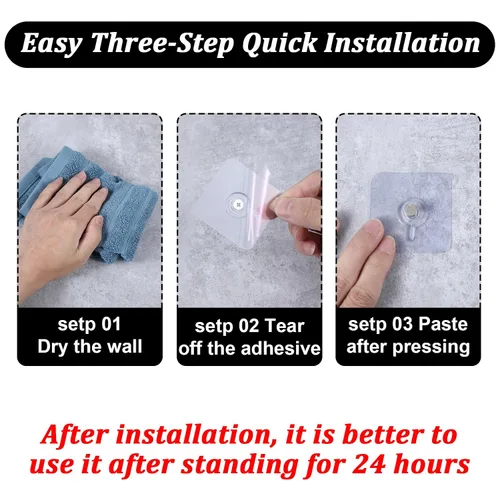 Miniatura 5 de Mabor Ganchos adhesivos sin taladro, 6 piezas de colgadores de fotos de plástico sin uñas, colgadores de pared sin clavos, colgador de foamboard