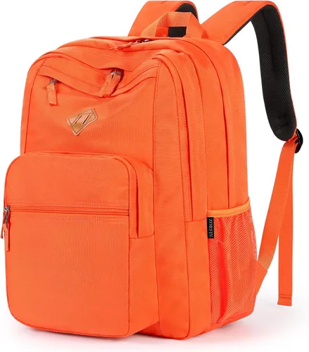 Miniatura 10 de ZORFIN - Mochila de 26 litros para la escuela, universidad y viajes, impermeable, con 8 compartimentos, Verde militar, Moderno