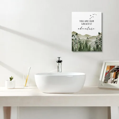 Miniatura 5 de XWELLDAN You are Our Greatest Adventure Woodland Nursery - Lienzo decorativo para pared, diseño de acuarela de bosque y montaña, decoración de pared