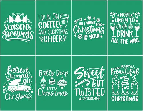 JAJADO Plantillas autoadhesivas de serigrafía de Navidad para Navidad, Navidad, transferencia de pantalla de seda, adornos de Navidad para cocina,