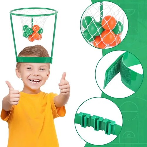 Miniatura 8 de Hooqict Paquete de 3 piezas de juego de fiesta de baloncesto para niños y adultos, juego de diadema ajustable con 40 bolas para fiesta de carnaval