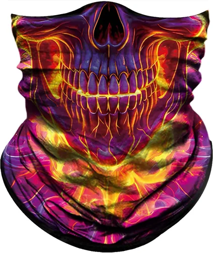 Miniatura 31 de Obacle Bandana máscara facial cuello polaina tubo máscara hombres mujeres para protección solar contra el polvo Bandera de calavera blanca y negra