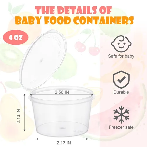 Miniatura 2 de Didaey 100 recipientes de almacenamiento de alimentos para bebés de 4 onzas con tapas con bisagras, pequeños recipientes desechables de plástico