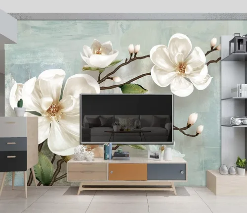 Miniatura 3 de Hermoso papel tapiz floral 3D Dormitorio Flores modernas murales Tendencia Oficina Decorativo Sala de estar fondo de televisión Gran mural de pared