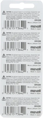 Miniatura 2 de Baterías botón de litio para relojes CR1220 3 V de Maxell Paquete de 5