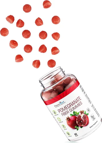 Miniatura 4 de Pharmvista Gomitas de fibra de granada para adultos y niños, 100 mg - Suplemento vegano de granada sin gluten rico en gomitas masticables de fibra
