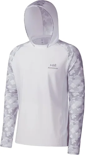 Miniatura 16 de BASSDASH Camisa de pesca de rendimiento UPF 50 para hombre, sudadera con capucha de camuflaje de manga larga FS17M