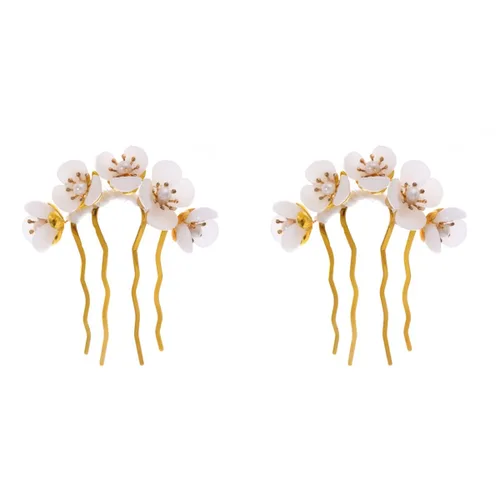 Beaupretty 2 piezas de Jade Flower Hair Women Girls Hair Stick Chino Retro Chignon Pin palillos para el cabello, accesorios de peinado (blanco)