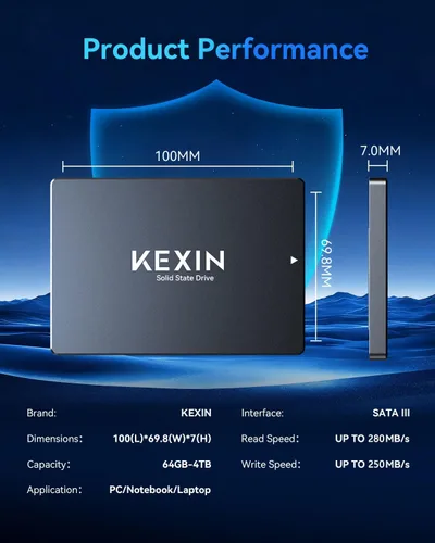 Miniatura 2 de KEXIN 64GB SATA III SSD interno 2.5" Unidad interna de estado sólido 64G hasta 280MB/s SATA 3.0 Unidad interna 3D NAND Flash SSD interno
