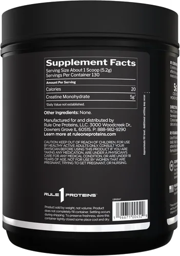 Miniatura 2 de Rule 1 Proteins Polvo de creatina: monohidrato de creatina micronizada pura para ejercicio de alta intensidad y apoyo de masa corporal magra