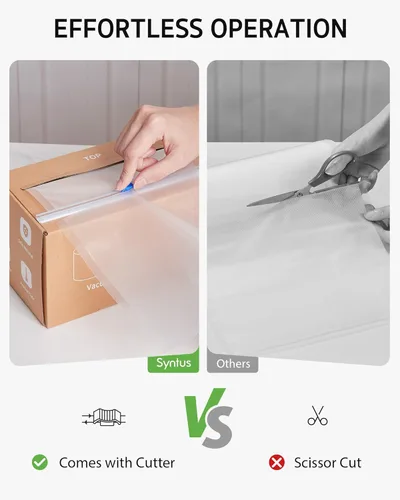 Miniatura 2 de Syntus Bolsas selladoras al vacío de 8 x 150 pies para alimentos con cortador, bolsas selladoras al vacío, sin BPA, de grado comercial resistente