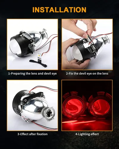 Miniatura 7 de Qasim módulo LED ojo de demonio DRL para lente de proyector, conversión DIY, ojo rojo demoníaco malvado - 2 paquete