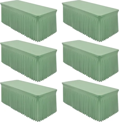 Miniatura 34 de Paquete de 2 manteles color azul bebé para mesa rectangular de 4 pies, manteles de elastano elásticos de 4 pies, falda blanca rectangular para baby
