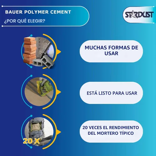 Miniatura 4 de Cementista Polímero Instantáneo Bauer, Alternativa Lista para Usar a la Mortera y Adhesivos - Versátil para Reparación de Grietas en Concreto
