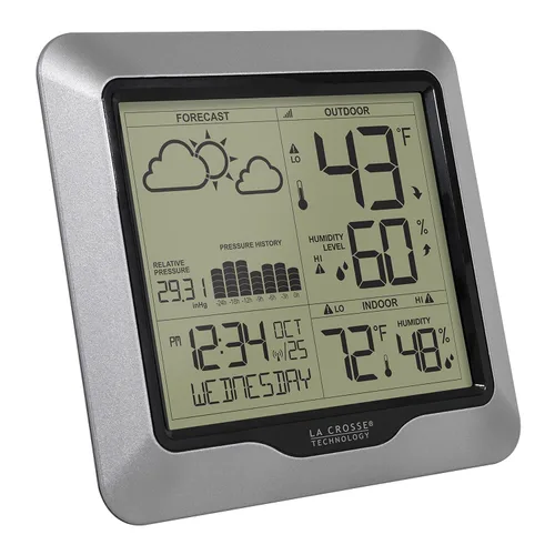 Miniatura 7 de AcuRite 75077A3M Estación meteorológica inalámbrica de pronóstico de autoaprendizaje con reloj atómico (negro) y estación de pronóstico La Crosse