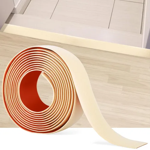Miniatura 23 de Tira de transición de suelo de 5 pies, autoadhesiva, cubierta de vinilo, tira de transición divisora plana, diseño de grano de madera para huecos