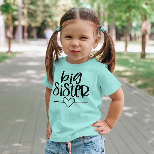 Miniatura 5 de Olive Loves Apple Big Sister Heart Sibling Reveal T-Shirt for Baby and Toddler Girls Sibling Outfits