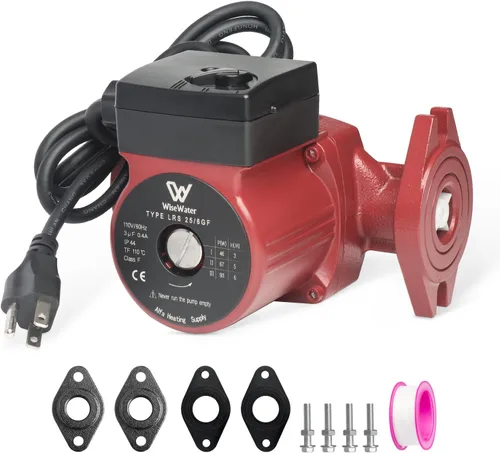 Miniatura 6 de WiseWater - Bomba de circulación de 110 V, bomba de recirculación de agua caliente de 130 W, 13 GPM, bomba de circulación conmutable de 3 Rojo
