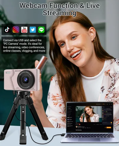 Miniatura 6 de Cámara digital 4K para fotografía: cámara de enfoque automático de 64 MP con doble lente, zoom digital 18X, cámara de punto y disparo pequeño