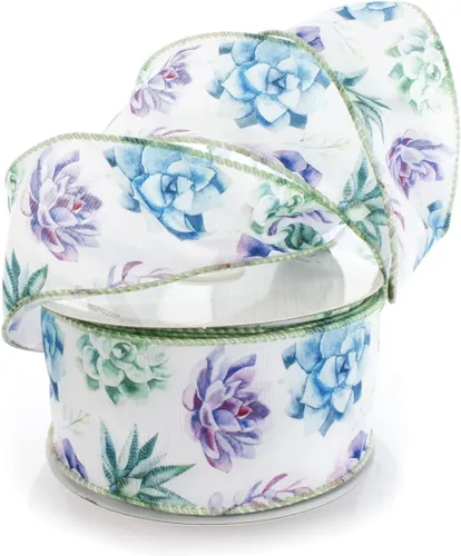 Miniatura 9 de Ribbon Traditions Cinta con alambre de ramitas verdes beige 2 1/2" x 10 yardas