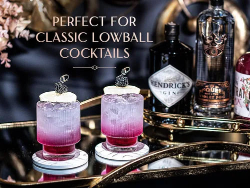 Miniatura 3 de GLASSIQUE CADEAU Vasos de cóctel vintage Art Deco acanalados, juego de 4, vasos dobles de cristal de 12 onzas para beber whisky clásico, ginebra