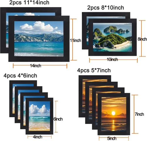 Miniatura 3 de xnlkros Paquete de 12 portarretratos surtidos de pared para galería, marcos de fotos de madera rústica de granja de varios tamaños, incluyendo 4 x