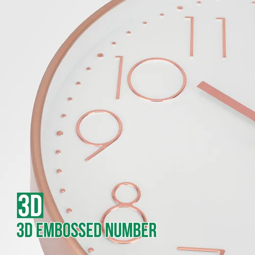 Miniatura 6 de Reloj de pared de 12 pulgadas, silencioso, sin tictac, moderno, estilo simple, redondo, decorativo, con esfera estereoscópica de cuarzo, para Oro