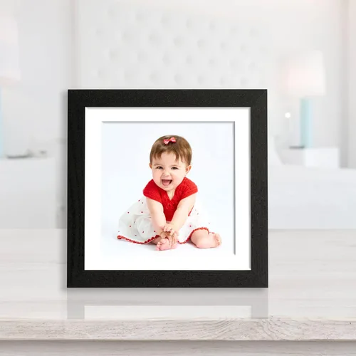 Miniatura 2 de YK artwood Impresiones en lienzo personalizadas con tus fotos, marco personalizado de 8 x 8 pulgadas, marco moderno de madera negra con tu foto