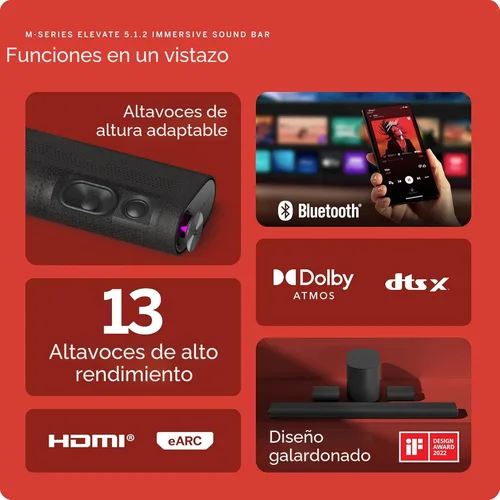 Miniatura 2 de VIZIO 5.1.2 Barra de sonido Elevate con Dolby Atmos, 13 altavoces, subwoofer inalámbrico, Alexa - Modelo 2023, color negro