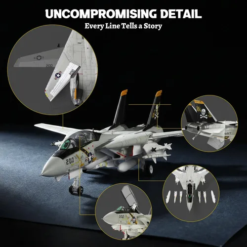 Miniatura 3 de NUOTIE US Navy F-14 Tomcat 1/72 Modelo de aleación VF-84 Jolly Rogers Avión de combate metálico fundido Modelo de exhibición militar o regalo