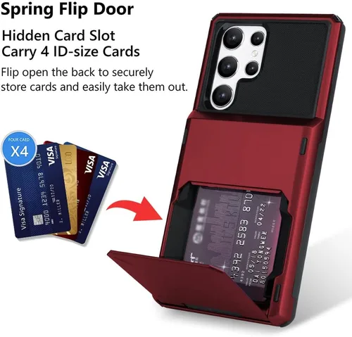 Miniatura 2 de Funda con tarjetero Marphe para Samsung Galaxy S22 Ultra con ranura para 4 tarjetas, soporte para tarjetas de crédito, cubierta a prueba de golpes