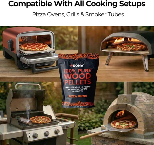 Miniatura 2 de Kona Pizza Blend - Gránulos de madera para ahumar, 100% madera dura natural, rico sabor ahumado, ideal para hornos de pizza, ahumadores y tubos