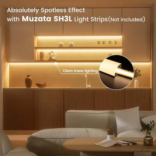 Miniatura 4 de Muzata Paquete de 10 canales LED en forma de V de 6.6 pies/6.6 ft con canal LED de aluminio negro LED difusor canal con cubierta blanca lechosa