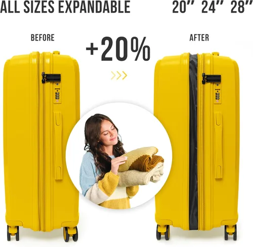 Miniatura 5 de Feelway Maleta de mano dura duradera, diseño expandible con ruedas giratorias dobles de 360, bloqueo TSA, asa telescópica, cremallera segura