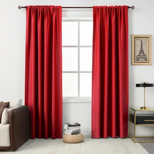 Miniatura 27 de DUALIFE Cortinas opacas de 45 pulgadas de largo, 2 paneles para ventanas pequeñas de dormitorio, aislamiento térmico, bolsillo para barra, cortinas