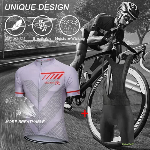Miniatura 6 de Wisdom Leaves Camiseta de ciclismo para hombre, manga corta, con 3 bolsillos traseros, absorbe la humedad y es transpirable