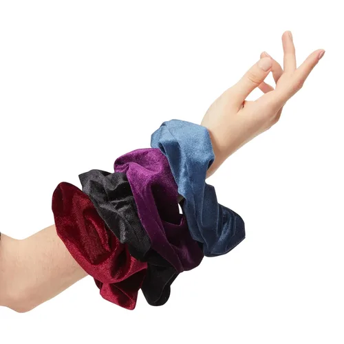 Miniatura 4 de Glamlily Paquete de coleteros de terciopelo Jumbo - Lazos de terciopelo de agarre suave - Soporte versátil para cola de caballo y accesorio