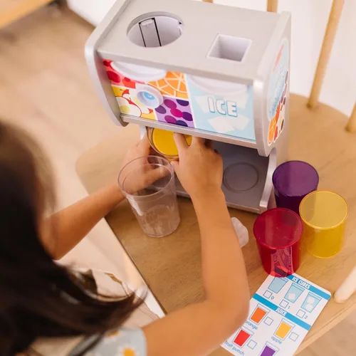 Miniatura 7 de Melissa & Doug - Dispensador de bebidas de madera con tazas, inserciones de jugo, cubitos de hielo (10 unidades)