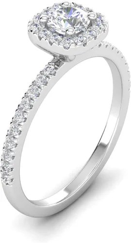 Miniatura 2 de 12Ctw halo anillo de compromiso de diamantes en oro blanco de 10 k